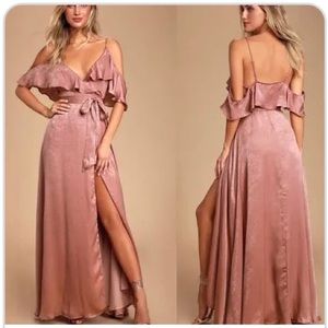 Lulu’s Moriah Rose Gold Satin Dress